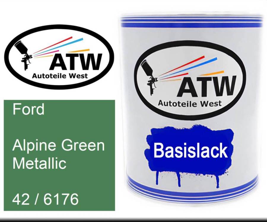 Ford, Alpine Green Metallic, 42 / 6176: 1L Lackdose, von ATW Autoteile West.